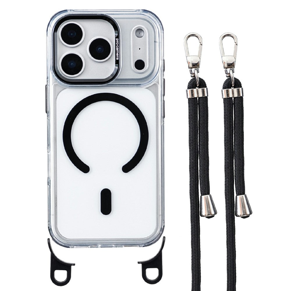 For iPhone 17 Pro Max Magnetic Case Clear Acrylic + TPU Phone Cover Compatible with MagSafe with 150cm Adjustable Lanyard