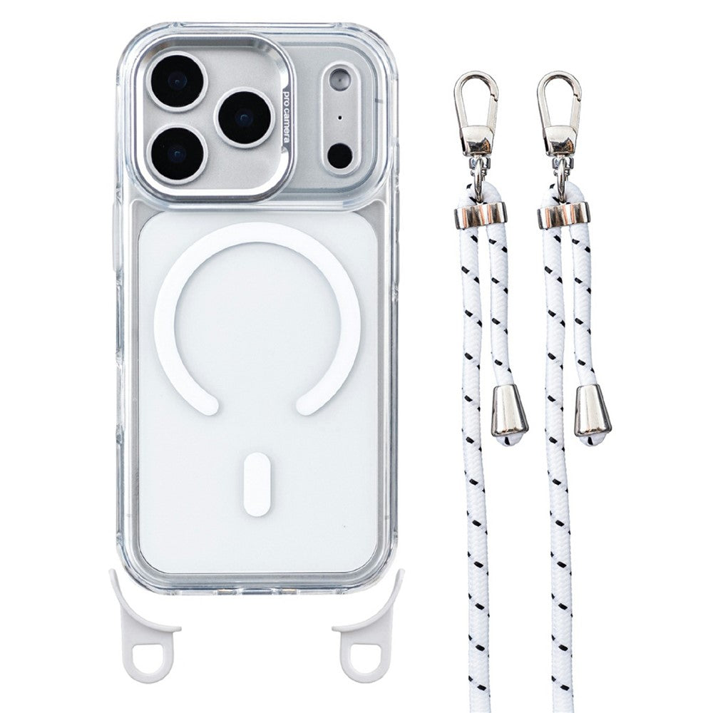 For iPhone 17 Pro Max Magnetic Case Clear Acrylic + TPU Phone Cover Compatible with MagSafe with 150cm Adjustable Lanyard