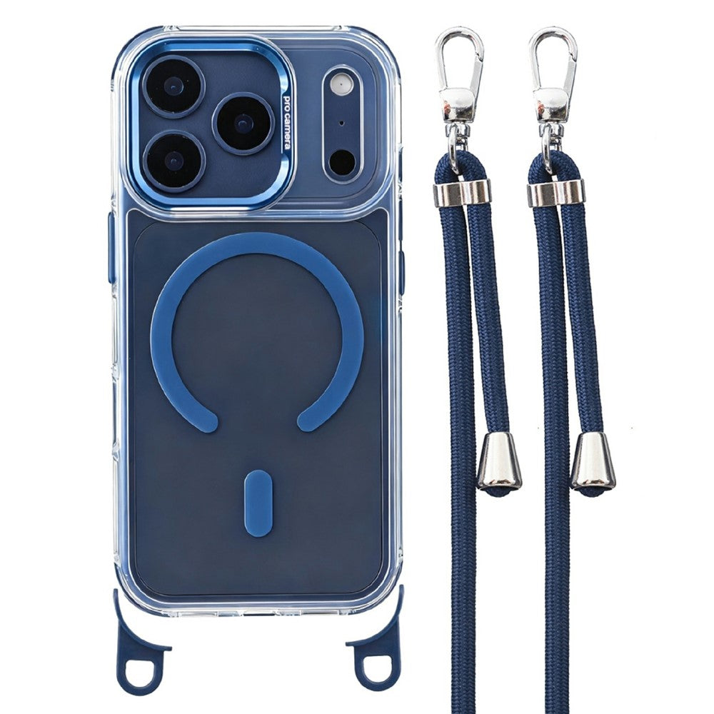 For iPhone 17 Pro Max Magnetic Case Clear Acrylic + TPU Phone Cover Compatible with MagSafe with 150cm Adjustable Lanyard