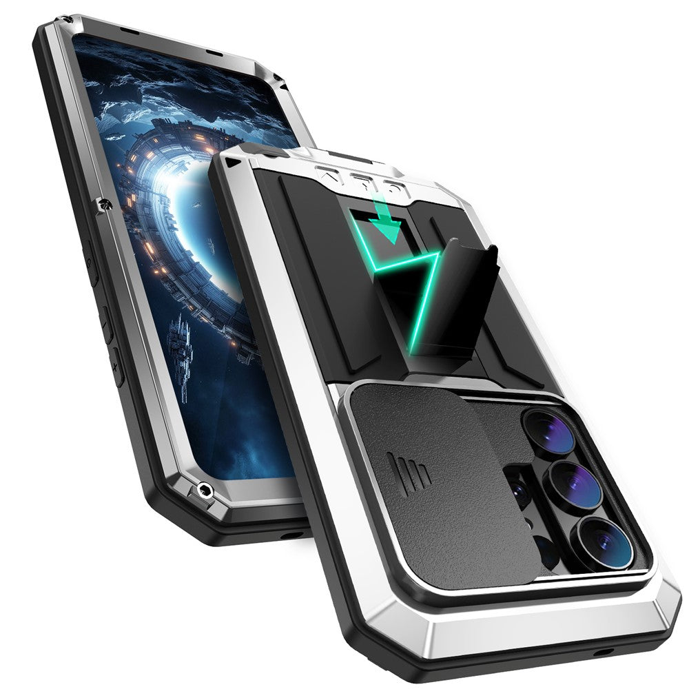 R-JUST For Samsung Galaxy S26 Ultra Case PC + Silicone + Metal Back Cover with Tempered Glass Film