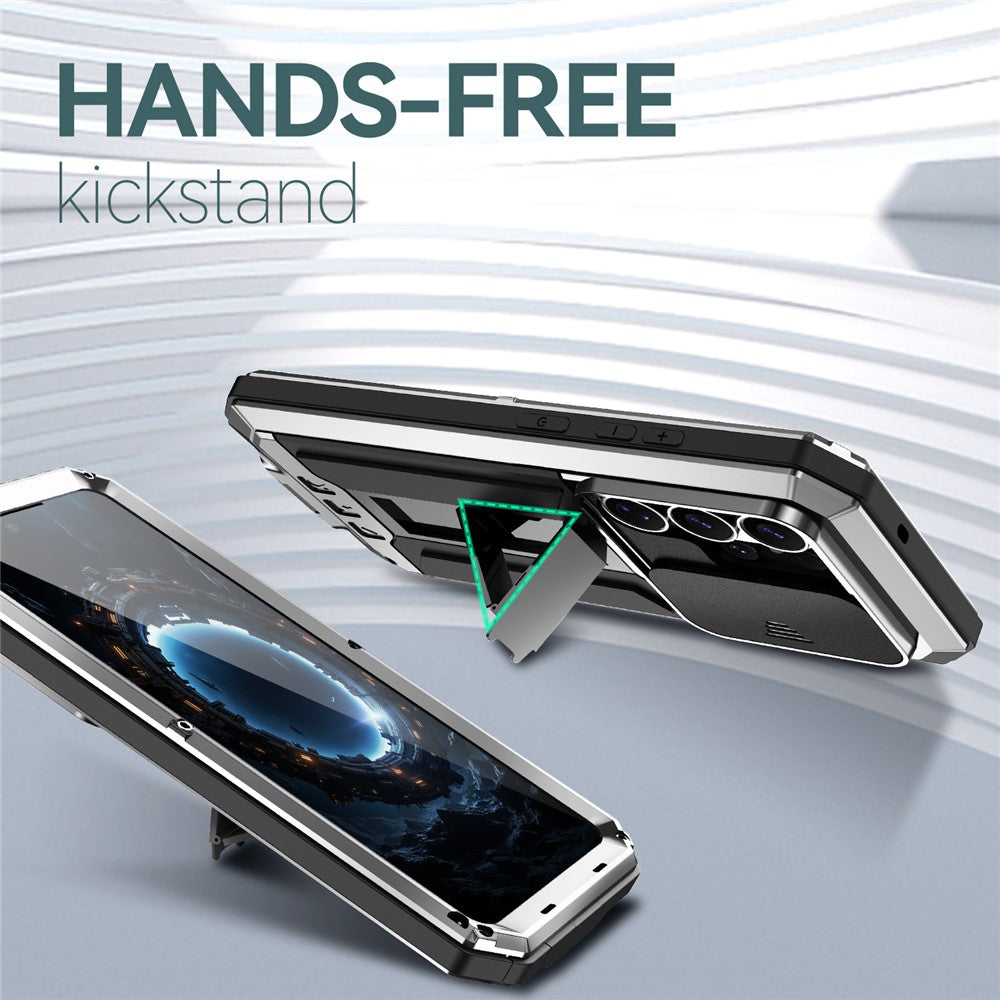 R-JUST For Samsung Galaxy S26 Ultra Case PC + Silicone + Metal Back Cover with Tempered Glass Film