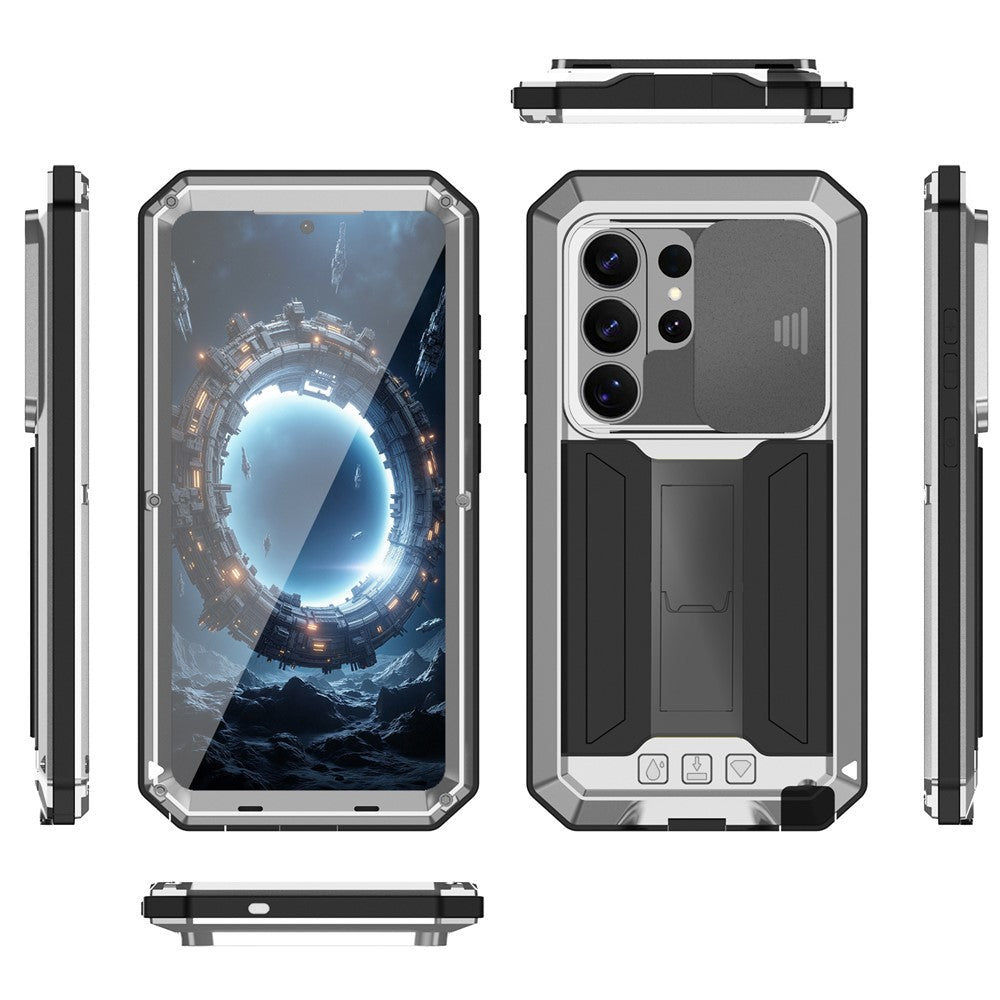 R-JUST For Samsung Galaxy S26 Ultra Case PC + Silicone + Metal Back Cover with Tempered Glass Film