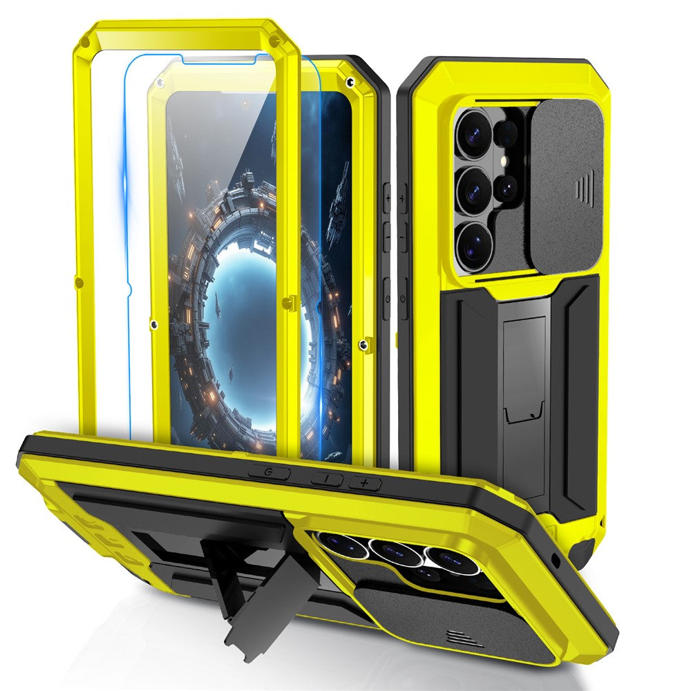R-JUST For Samsung Galaxy S26 Ultra Case PC + Silicone + Metal Back Cover with Tempered Glass Film