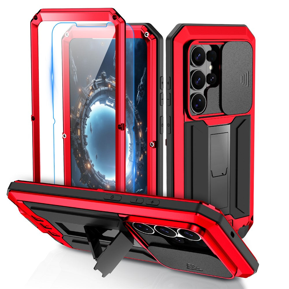 R-JUST For Samsung Galaxy S26 Ultra Case PC + Silicone + Metal Back Cover with Tempered Glass Film