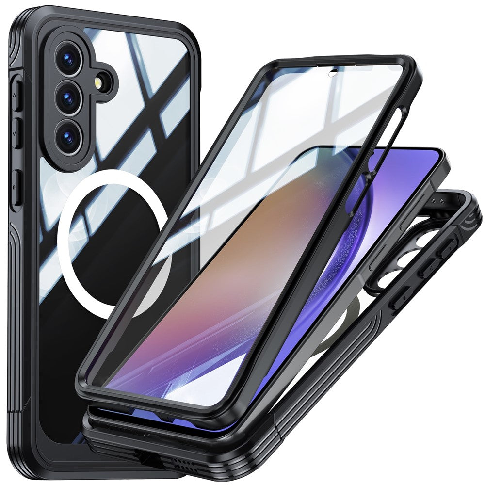 For Samsung Galaxy A57 5G Magnetic Case PC + TPU Phone Cover with Tempered Glass Screen Film