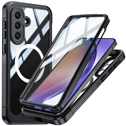 For Samsung Galaxy A57 5G Magnetic Case PC + TPU Phone Cover with Tempered Glass Screen Film