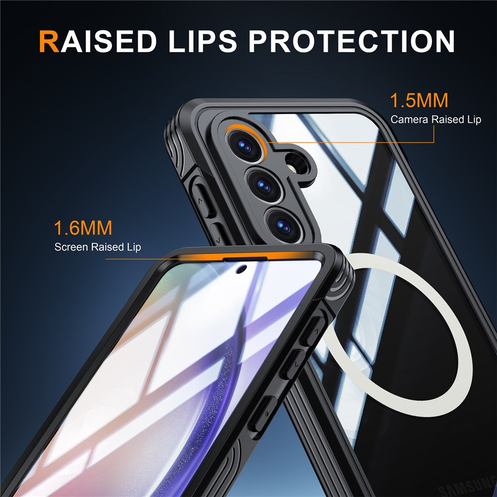 For Samsung Galaxy A57 5G Magnetic Case PC + TPU Phone Cover with Tempered Glass Screen Film