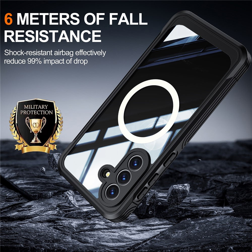 For Samsung Galaxy A57 5G Magnetic Case PC + TPU Phone Cover with Tempered Glass Screen Film