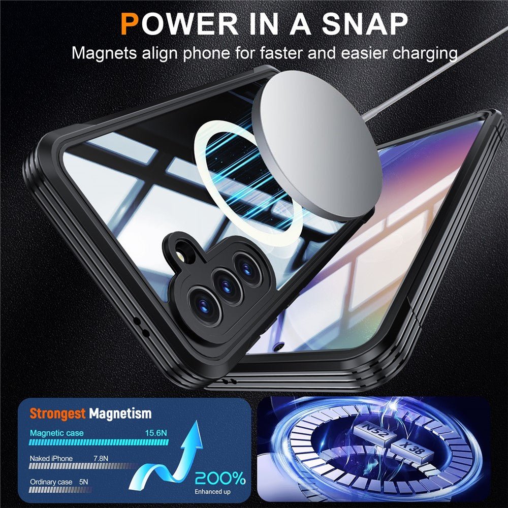 For Samsung Galaxy A57 5G Magnetic Case PC + TPU Phone Cover with Tempered Glass Screen Film
