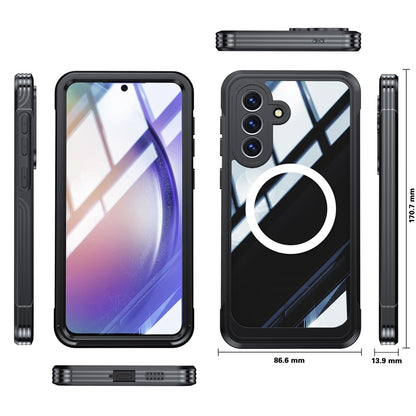 For Samsung Galaxy A57 5G Magnetic Case PC + TPU Phone Cover with Tempered Glass Screen Film