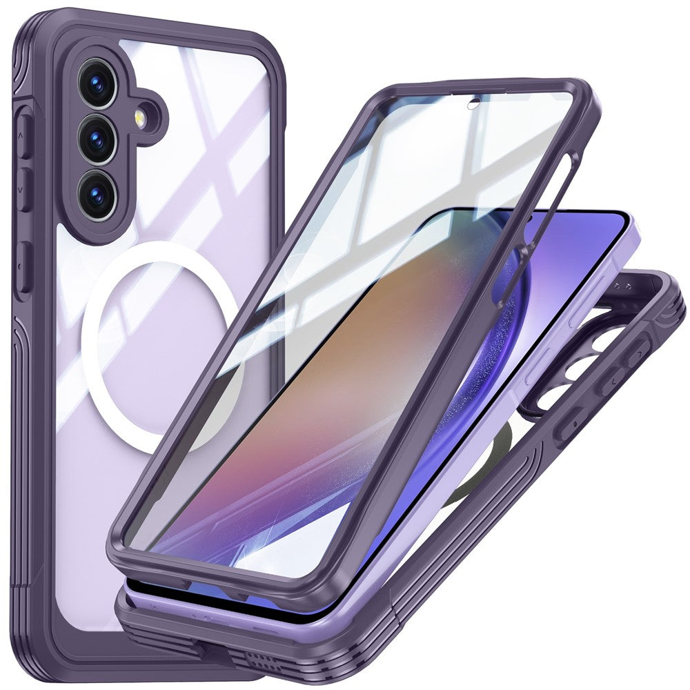 For Samsung Galaxy A57 5G Magnetic Case PC + TPU Phone Cover with Tempered Glass Screen Film