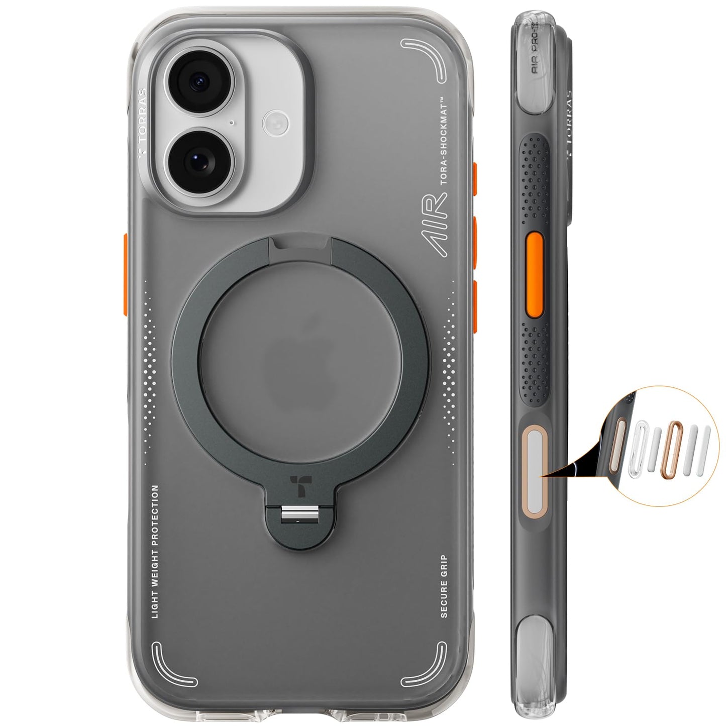 TORRAS For iPhone 17  Ostand Q3 Air Series Magnetic Case with Kickstand Shockproof PC + TPU Phone Cover