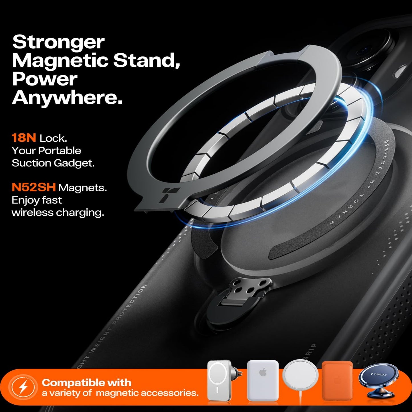 TORRAS For iPhone 17  Ostand Q3 Air Series Magnetic Case with Kickstand Shockproof PC + TPU Phone Cover