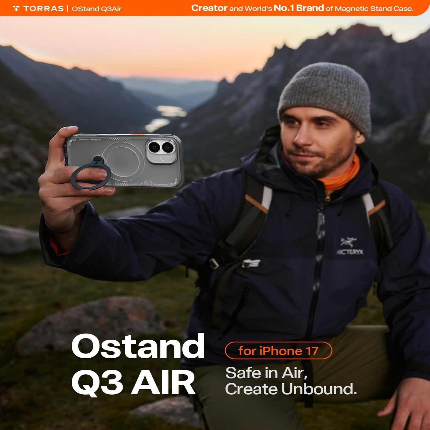 TORRAS For iPhone 17  Ostand Q3 Air Series Magnetic Case with Kickstand Shockproof PC + TPU Phone Cover