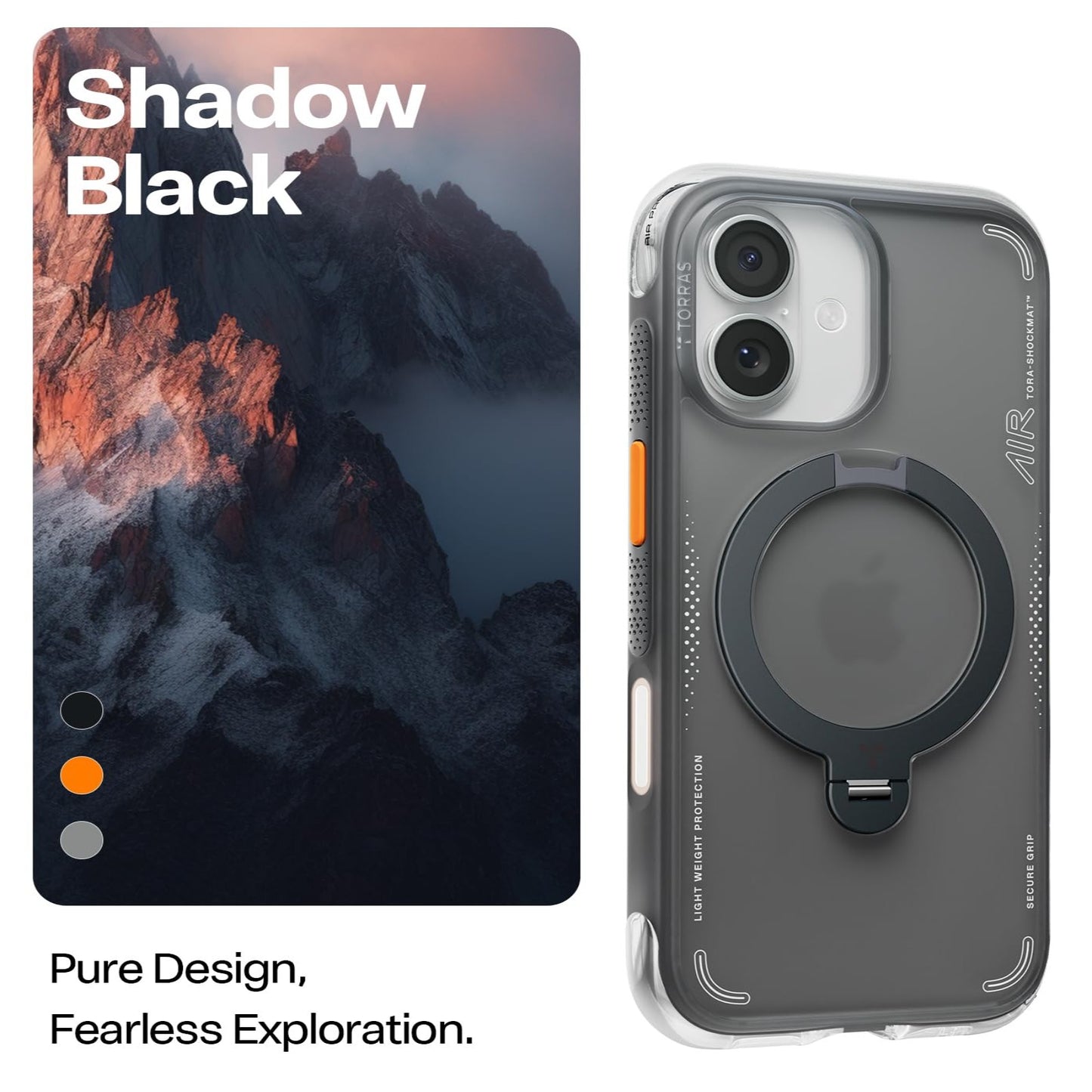 TORRAS For iPhone 17  Ostand Q3 Air Series Magnetic Case with Kickstand Shockproof PC + TPU Phone Cover
