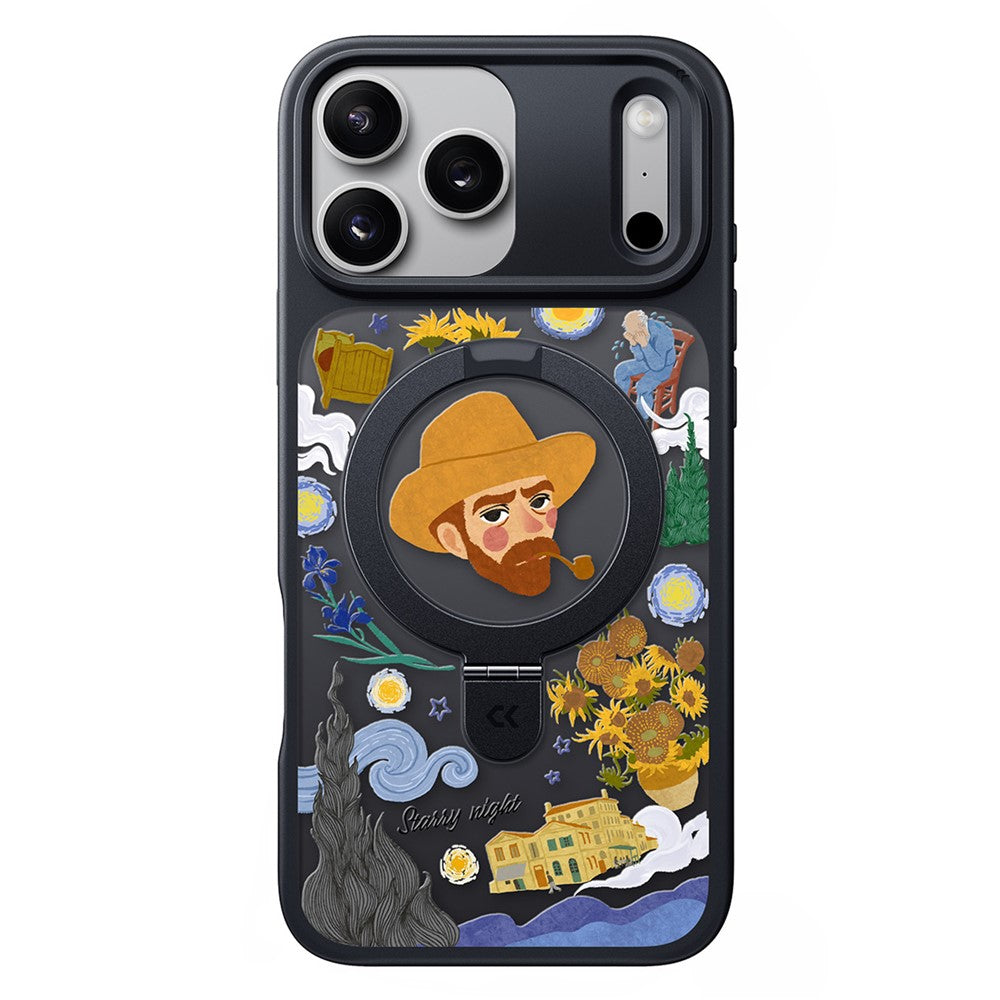 CASEKOO for iPhone 18 Pro Max / 17 Pro Max Magnetic Case Constellation Pattern Ring Kickstand Shockproof PC + TPU Phone Cover