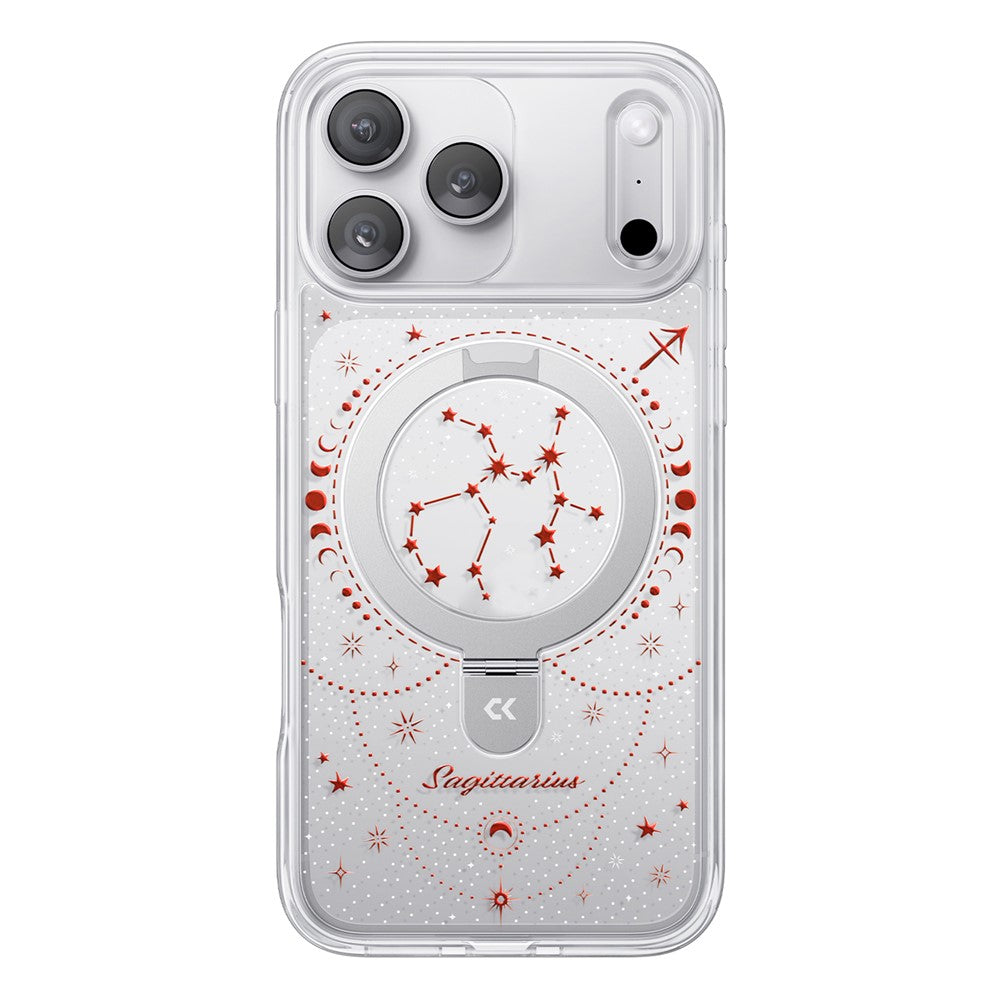 CASEKOO for iPhone 18 Pro Max / 17 Pro Max Magnetic Case Constellation Pattern Ring Kickstand Shockproof PC + TPU Phone Cover