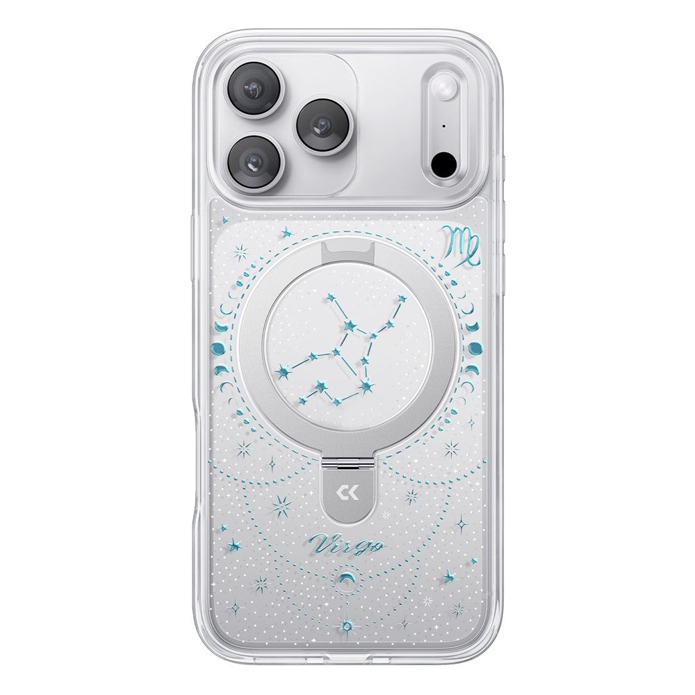 CASEKOO for iPhone 18 Pro Max / 17 Pro Max Magnetic Case Constellation Pattern Ring Kickstand Shockproof PC + TPU Phone Cover