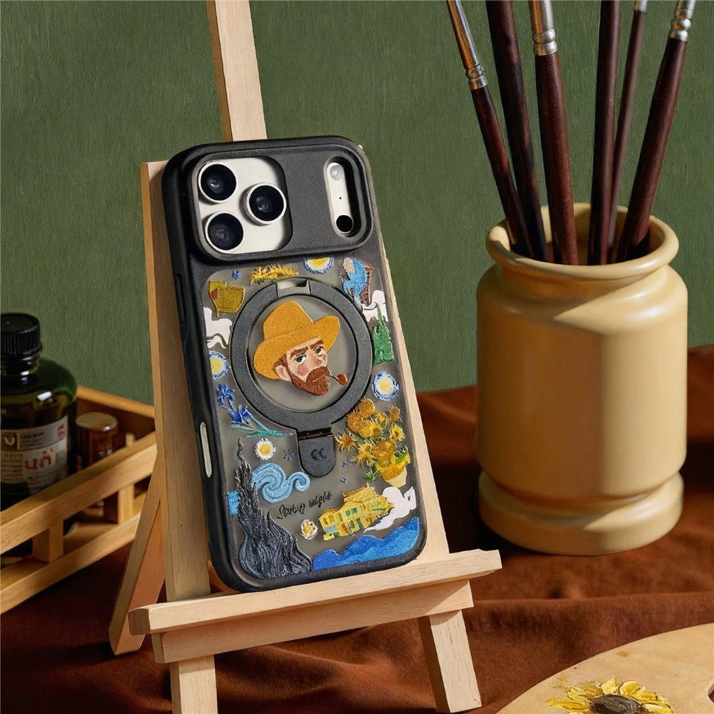 CASEKOO for iPhone 18 Pro / 17 Pro Magnetic Case Constellation Pattern Ring Kickstand Shockproof PC + TPU Phone Cover