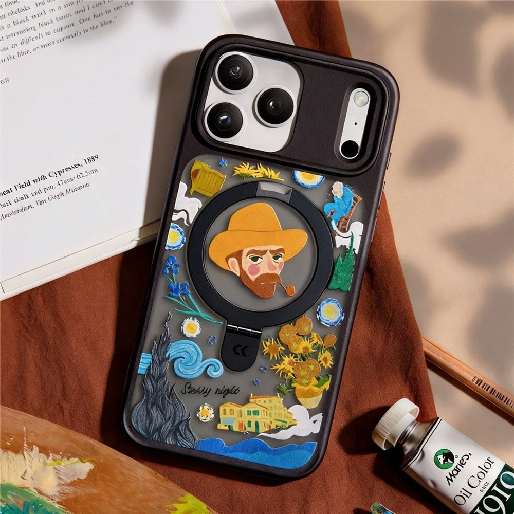 CASEKOO for iPhone 18 Pro / 17 Pro Magnetic Case Constellation Pattern Ring Kickstand Shockproof PC + TPU Phone Cover