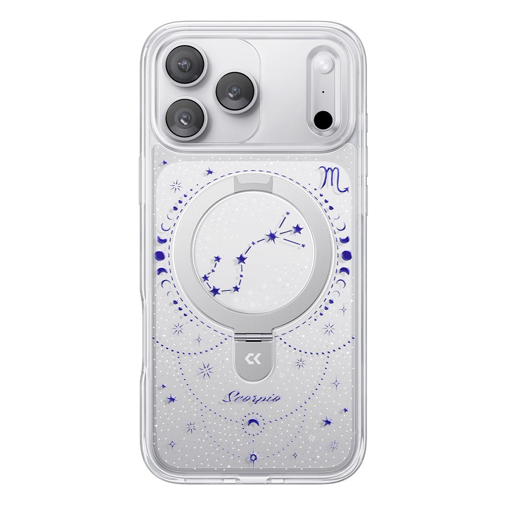 CASEKOO for iPhone 18 Pro / 17 Pro Magnetic Case Constellation Pattern Ring Kickstand Shockproof PC + TPU Phone Cover
