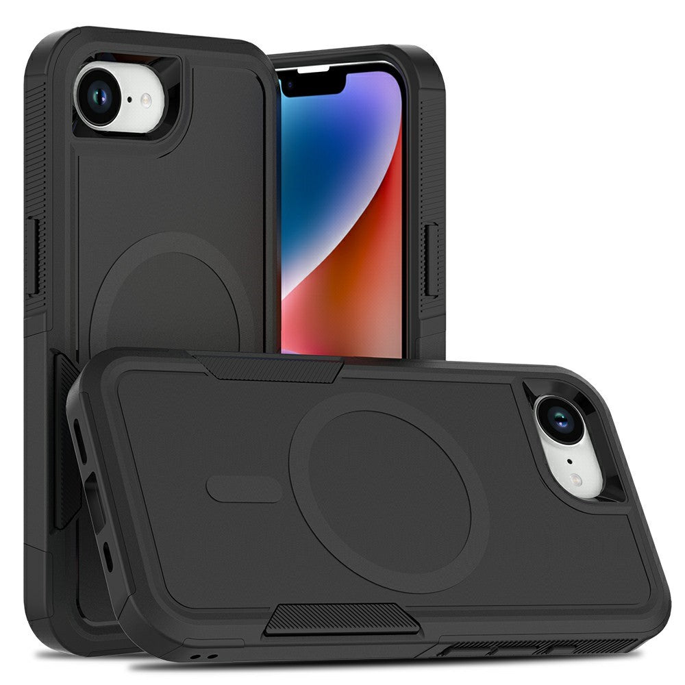 Magnetic Phone Case For iPhone 17e  /  16e Shockproof PC + TPU Cover with High-Alumina Tempered Glass Screen Protector