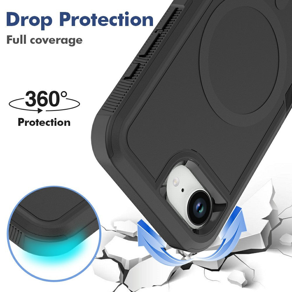 Magnetic Phone Case For iPhone 17e  /  16e Shockproof PC + TPU Cover with High-Alumina Tempered Glass Screen Protector