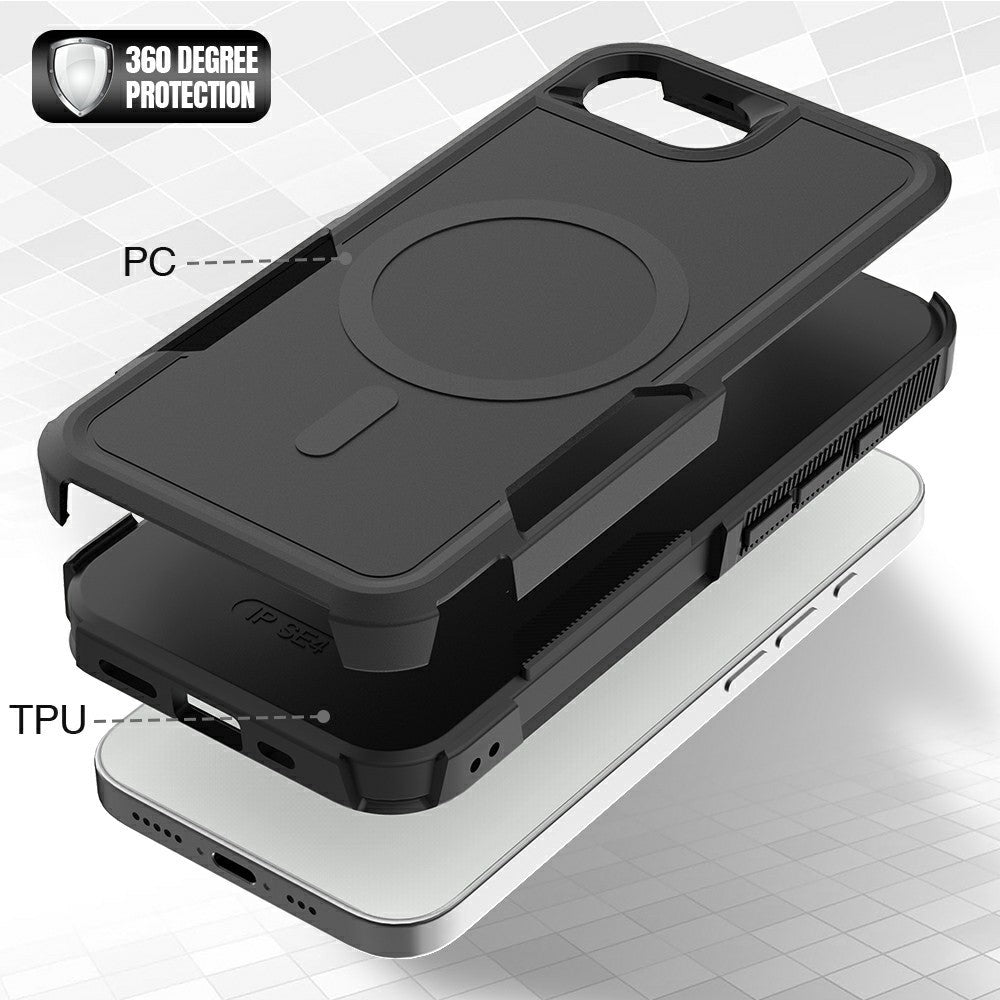 Magnetic Phone Case For iPhone 17e  /  16e Shockproof PC + TPU Cover with High-Alumina Tempered Glass Screen Protector