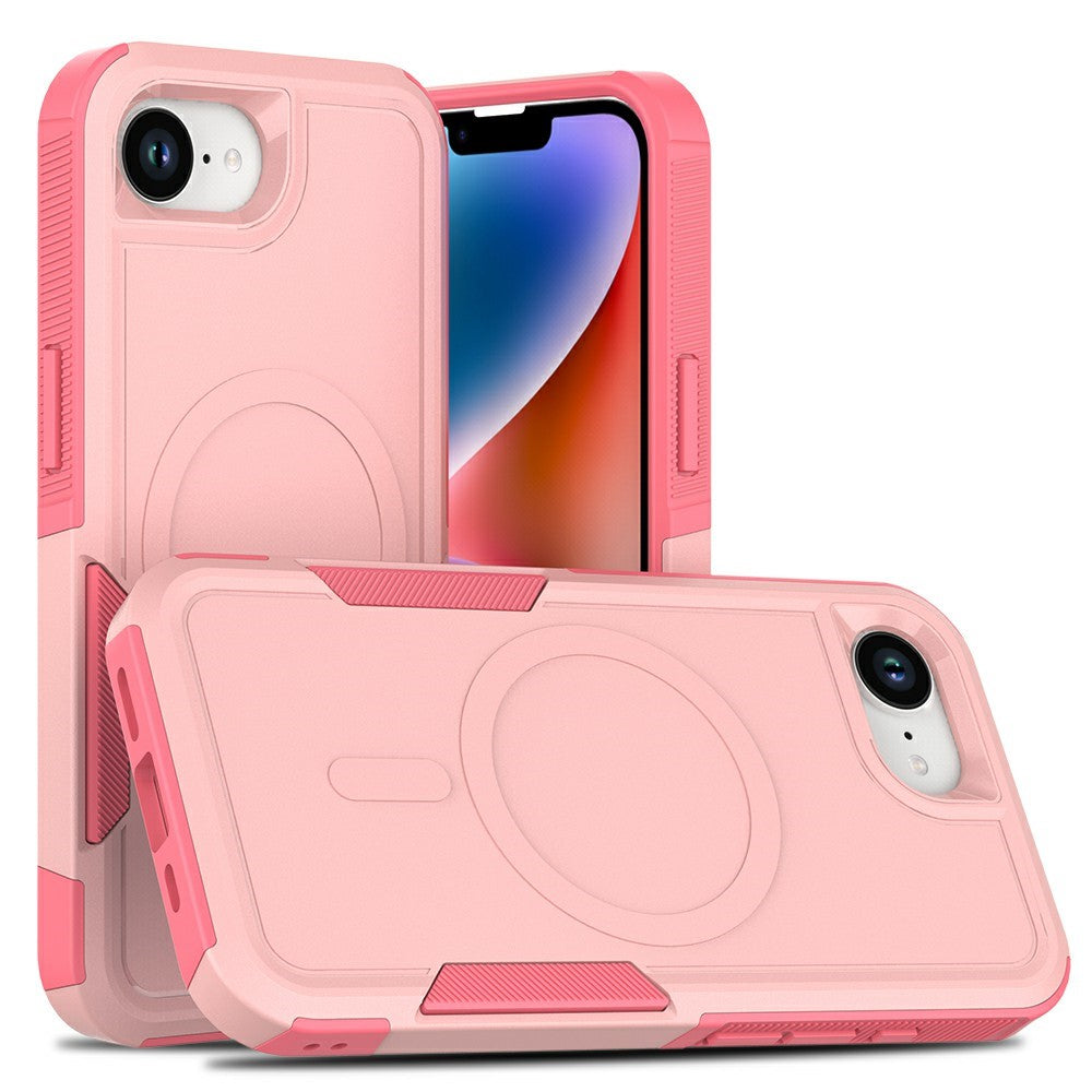 Magnetic Phone Case For iPhone 17e  /  16e Shockproof PC + TPU Cover with High-Alumina Tempered Glass Screen Protector