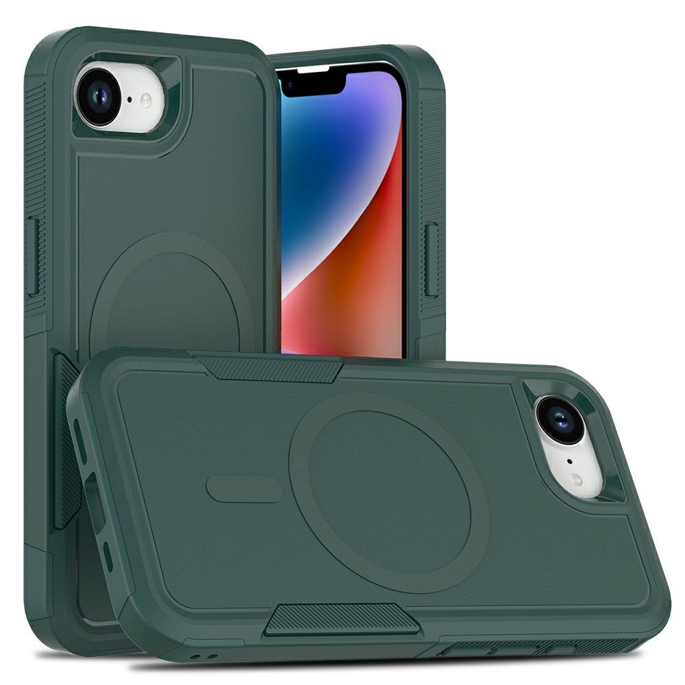 Magnetic Phone Case For iPhone 17e  /  16e Shockproof PC + TPU Cover with High-Alumina Tempered Glass Screen Protector