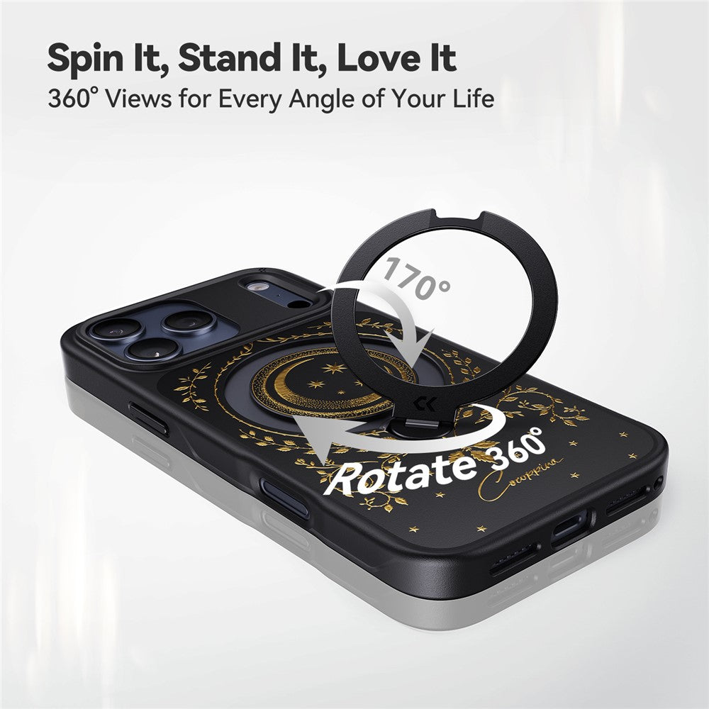 CASEKOO Tarot Series for iPhone 18 Pro / 17 Pro Magnetic Case Rotating Ring Kickstand PC + TPU Shockproof Cover