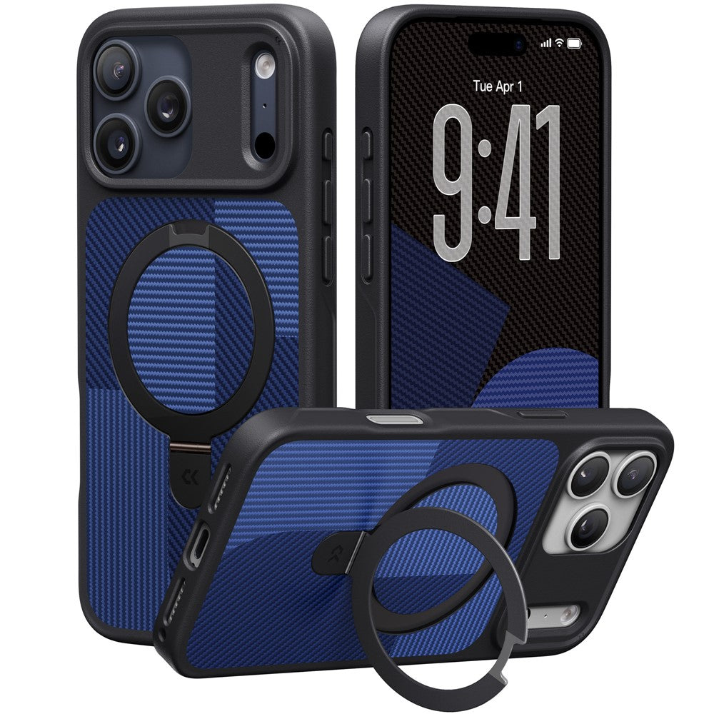 CASEKOO Geometry Series for iPhone 18 Pro / 17 Pro Magnetic Case UV Printing Ring Kickstand PC + TPU Shockproof Cover