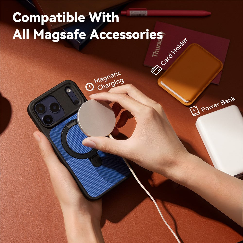 CASEKOO Geometry Series for iPhone 18 Pro / 17 Pro Magnetic Case UV Printing Ring Kickstand PC + TPU Shockproof Cover
