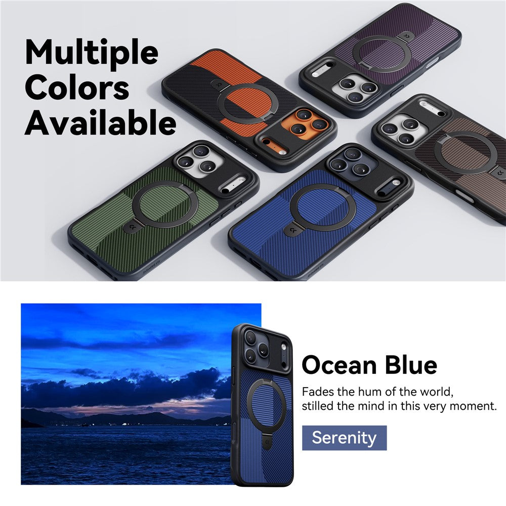 CASEKOO Geometry Series for iPhone 18 Pro / 17 Pro Magnetic Case UV Printing Ring Kickstand PC + TPU Shockproof Cover