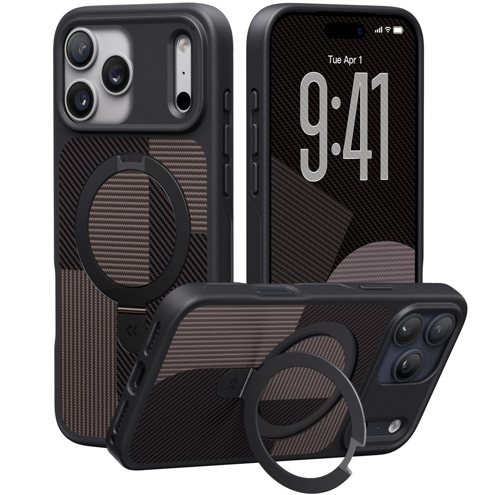 CASEKOO Geometry Series for iPhone 18 Pro / 17 Pro Magnetic Case UV Printing Ring Kickstand PC + TPU Shockproof Cover