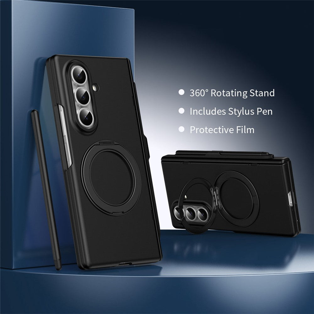 For Samsung Galaxy Z Fold8 Ultra Rotary Kickstand PC Phone Cover with Tempered Glass Film / Stylus