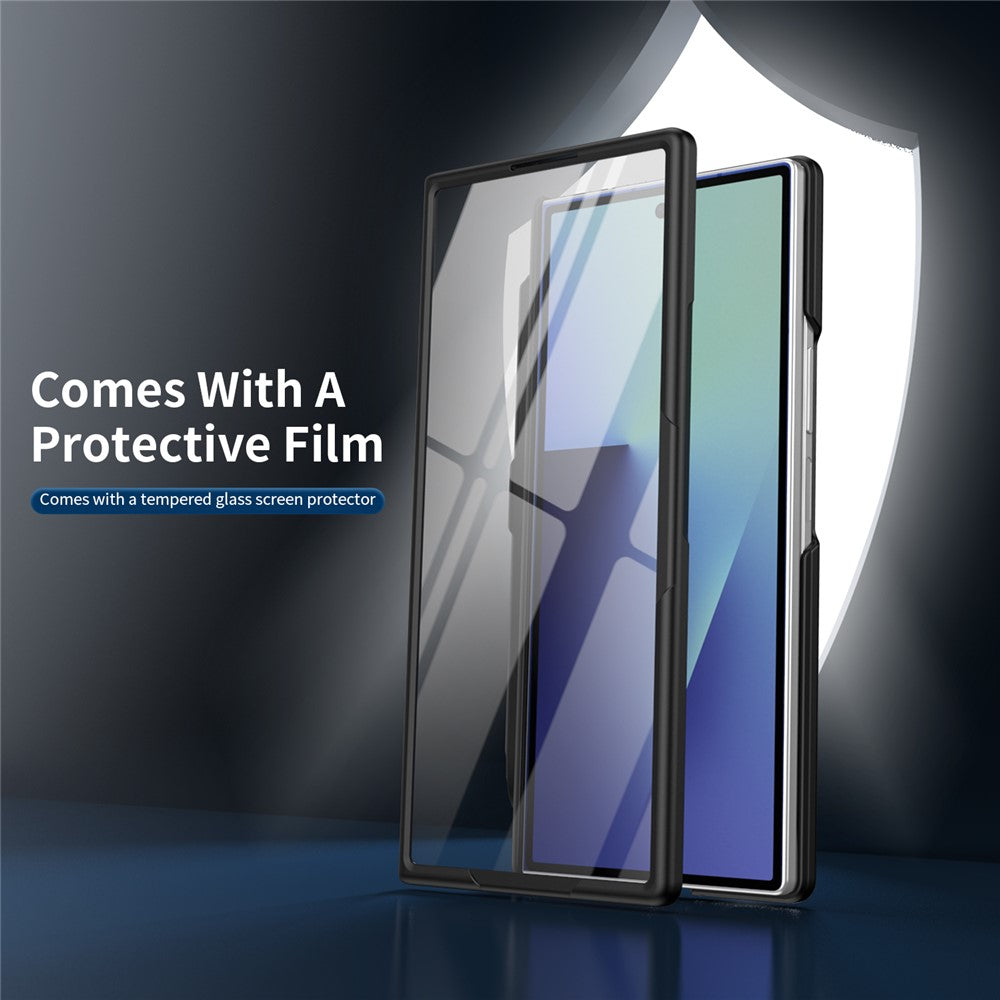 For Samsung Galaxy Z Fold8 Ultra Rotary Kickstand PC Phone Cover with Tempered Glass Film / Stylus