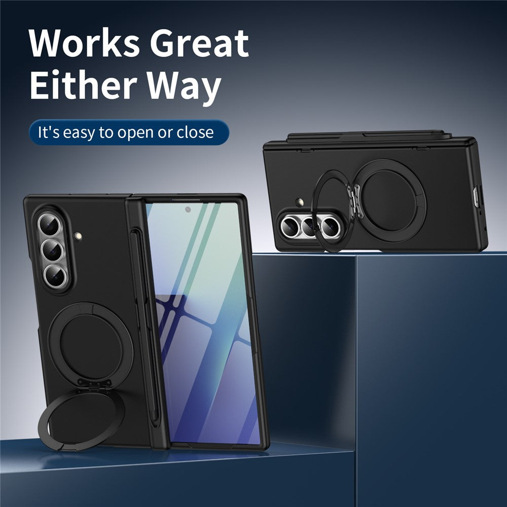 For Samsung Galaxy Z Fold8 Ultra Rotary Kickstand PC Phone Cover with Tempered Glass Film / Stylus