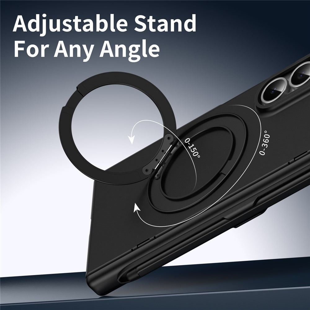 For Samsung Galaxy Z Fold8 Ultra Rotary Kickstand PC Phone Cover with Tempered Glass Film / Stylus