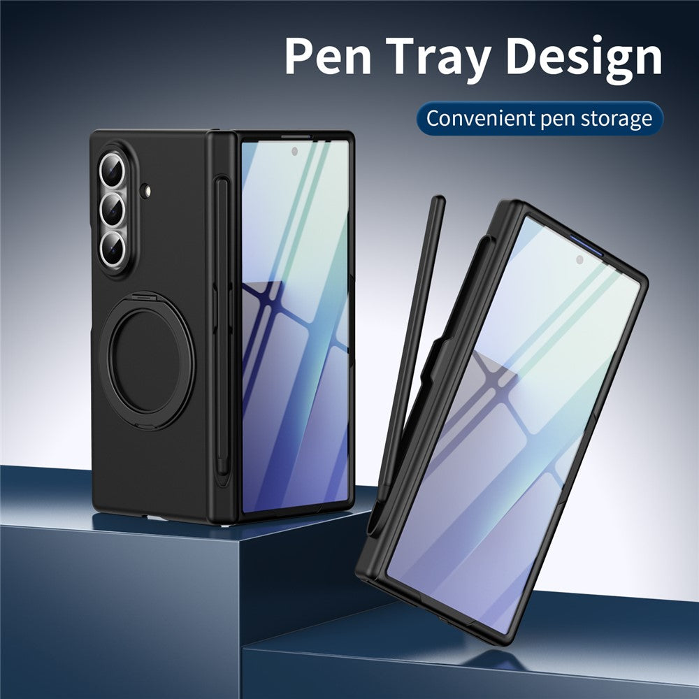 For Samsung Galaxy Z Fold8 Ultra Rotary Kickstand PC Phone Cover with Tempered Glass Film / Stylus