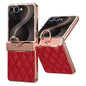 For Samsung Galaxy Z Flip8 Case Rhinestone Decor Leather + PC Rhombus Phone Cover with Tempered Glass Film