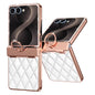 For Samsung Galaxy Z Flip8 Case Rhinestone Decor Leather + PC Rhombus Phone Cover with Tempered Glass Film