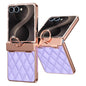 For Samsung Galaxy Z Flip8 Case Rhinestone Decor Leather + PC Rhombus Phone Cover with Tempered Glass Film