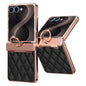 For Samsung Galaxy Z Flip8 Case Rhinestone Decor Leather + PC Rhombus Phone Cover with Tempered Glass Film