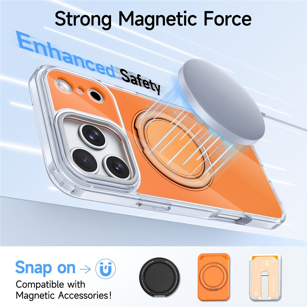 For iPhone 17 Pro Max Case Rotating Ring Holder Kickstand TPU + Acrylic Shockproof Phone Cover