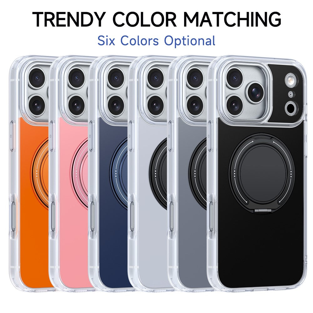 For iPhone 17 Pro Max Case Rotating Ring Holder Kickstand TPU + Acrylic Shockproof Phone Cover