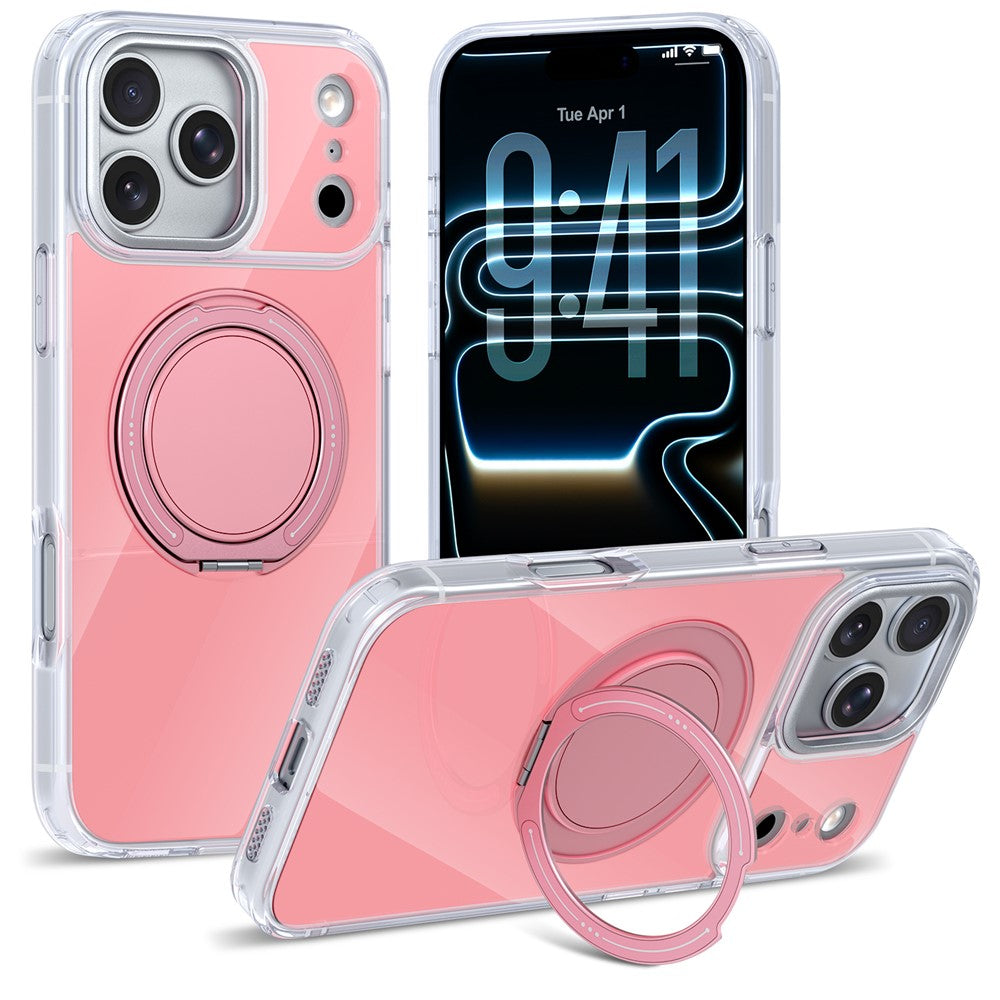 For iPhone 17 Pro Max Case Rotating Ring Holder Kickstand TPU + Acrylic Shockproof Phone Cover
