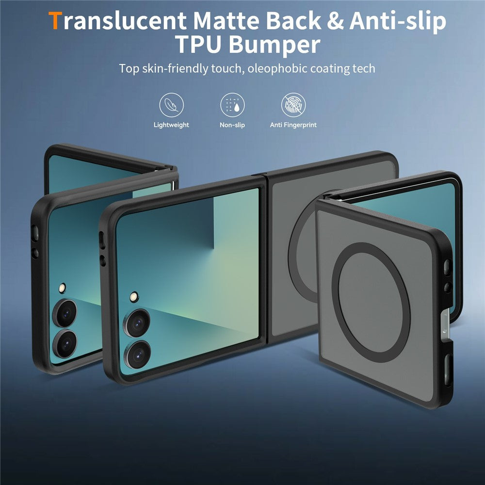For Samsung Galaxy Z Flip8 TPU+PC Magnetic Case with 2Pcs Outer Screen Tempered Glass Film + 2Pcs Inner Screen Hydrogel Film