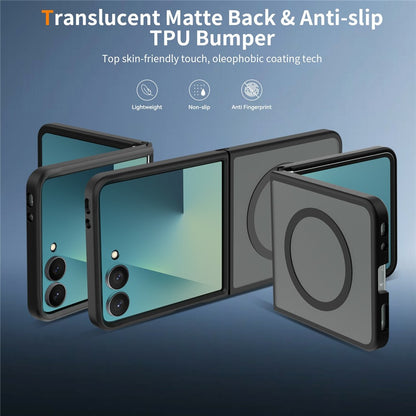 For Samsung Galaxy Z Flip8 TPU+PC Magnetic Case with 2Pcs Outer Screen Tempered Glass Film + 2Pcs Inner Screen Hydrogel Film