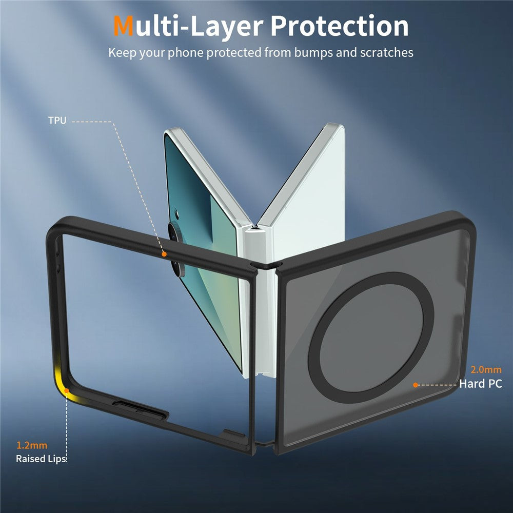 For Samsung Galaxy Z Flip8 TPU+PC Magnetic Case with 2Pcs Outer Screen Tempered Glass Film + 2Pcs Inner Screen Hydrogel Film